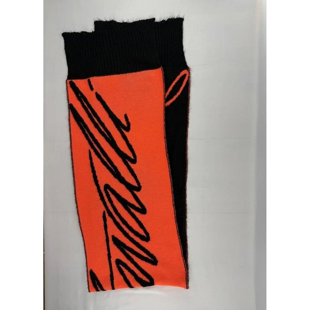 Just Cavalli Signature Logo Scarf Beanie Set Orange Black Size Small Italy